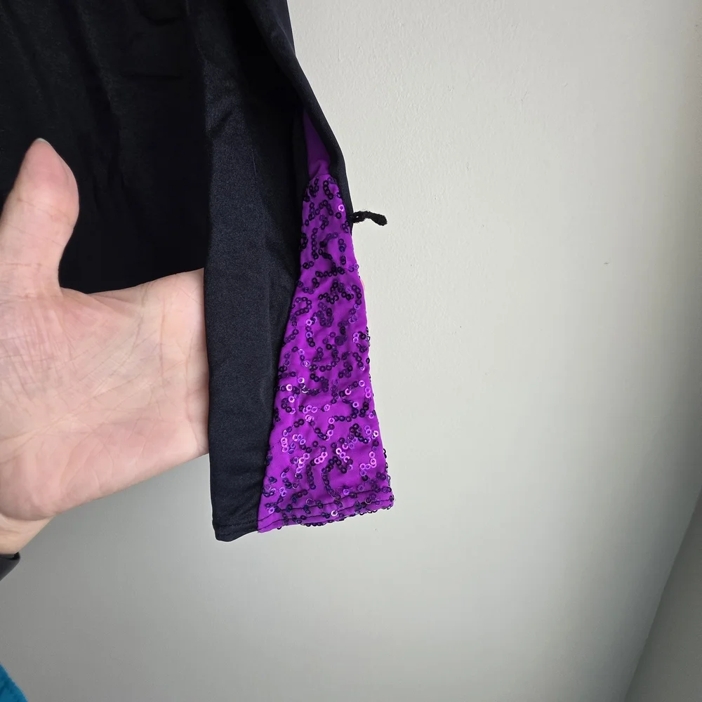 Weissman Black & Purple Sequin Lace Biketard Dance Costume - Size MC (10/12) - Picture 6 of 11
